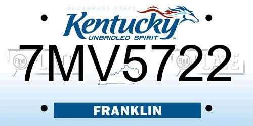 7MV5722 Kentucky License Plate