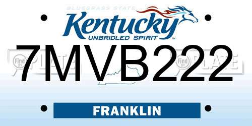 7MVB222 Kentucky License Plate