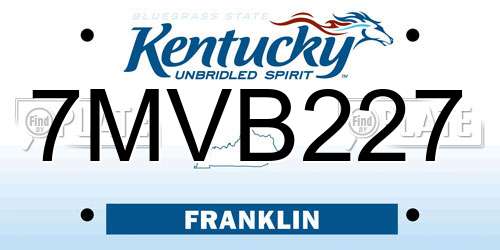 7MVB227 Kentucky License Plate