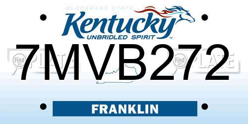 7MVB272 Kentucky License Plate