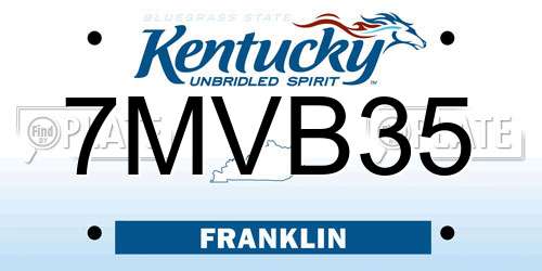 7MVB35 Kentucky License Plate
