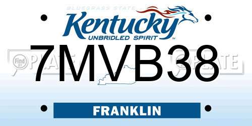 7MVB38 Kentucky License Plate