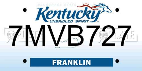 7MVB727 Kentucky License Plate
