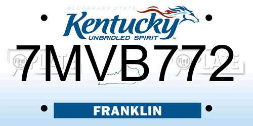 7MVB772 Kentucky License Plate