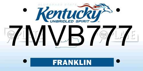 7MVB777 Kentucky License Plate