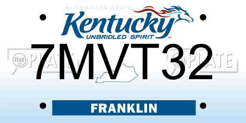 7MVT32 Kentucky License Plate