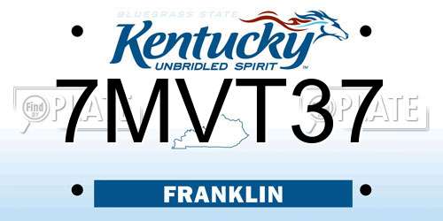 7MVT37 Kentucky License Plate