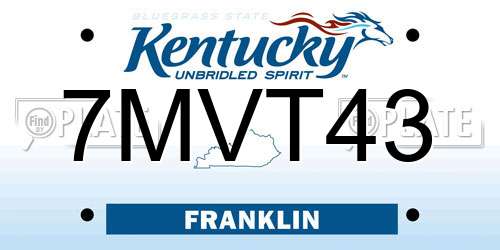 7MVT43 Kentucky License Plate