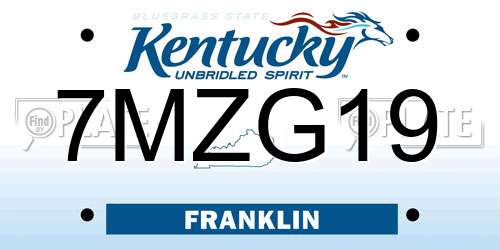 7MZG19 Kentucky License Plate