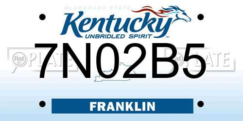 7N02B5 Kentucky License Plate