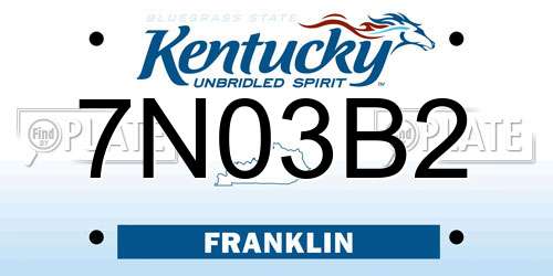 7N03B2 Kentucky License Plate