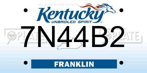 7N44B2 Kentucky License Plate