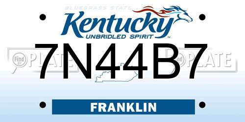 7N44B7 Kentucky License Plate