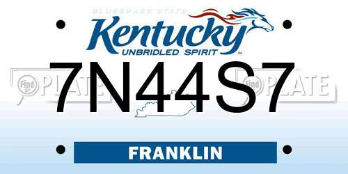 7N44S7 Kentucky License Plate