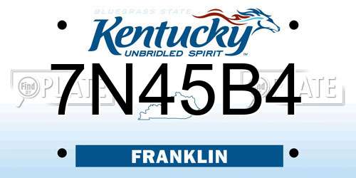 7N45B4 Kentucky License Plate
