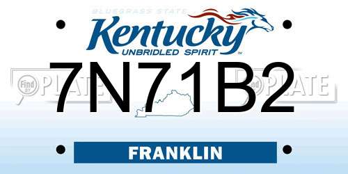 7N71B2 Kentucky License Plate