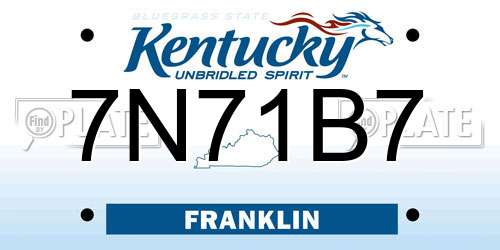 7N71B7 Kentucky License Plate