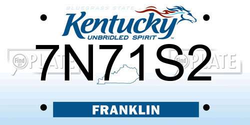 7N71S2 Kentucky License Plate