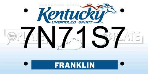 7N71S7 Kentucky License Plate
