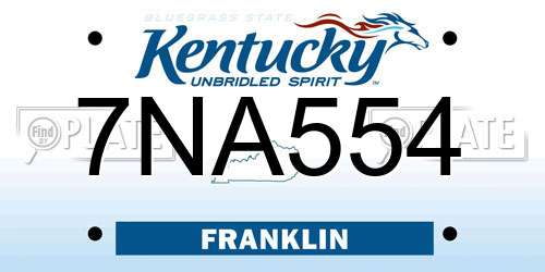 7NA554 Kentucky License Plate