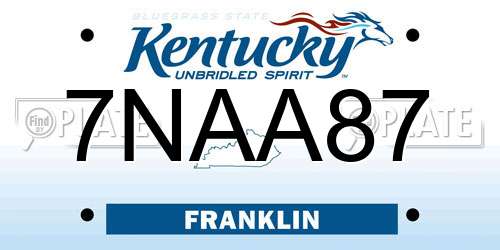 7NAA87 Kentucky License Plate