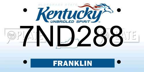 7ND288 Kentucky License Plate