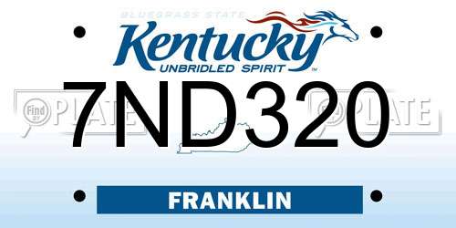 7ND320 Kentucky License Plate