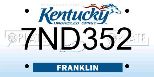 7ND352 Kentucky License Plate