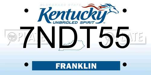 7NDT55 Kentucky License Plate