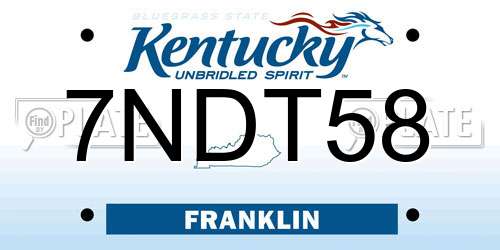 7NDT58 Kentucky License Plate