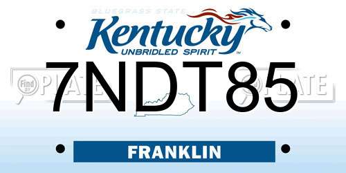 7NDT85 Kentucky License Plate