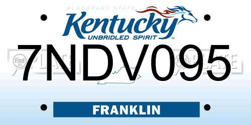 7NDV095 Kentucky License Plate