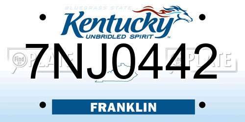7NJ0442 Kentucky License Plate