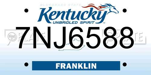 7NJ6588 Kentucky License Plate