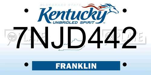 7NJD442 Kentucky License Plate