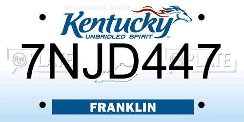 7NJD447 Kentucky License Plate