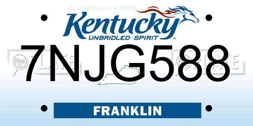 7NJG588 Kentucky License Plate