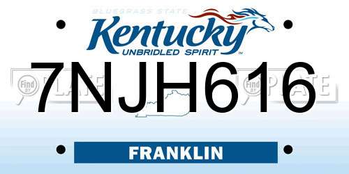 7NJH616 Kentucky License Plate