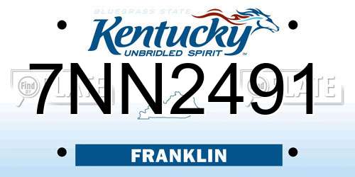 7NN2491 Kentucky License Plate