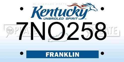 7NO258 Kentucky License Plate