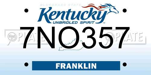 7NO357 Kentucky License Plate