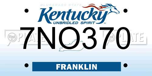 7NO370 Kentucky License Plate