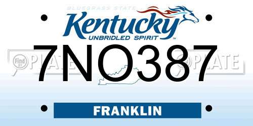 7NO387 Kentucky License Plate