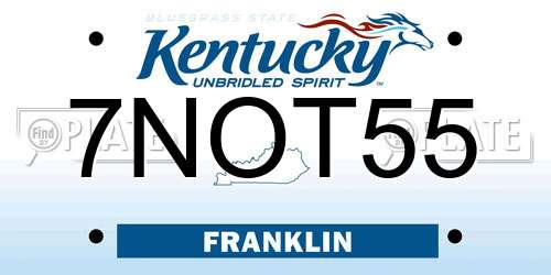 7NOT55 Kentucky License Plate