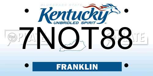 7NOT88 Kentucky License Plate