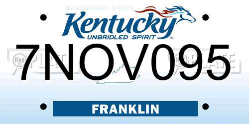 7NOV095 Kentucky License Plate