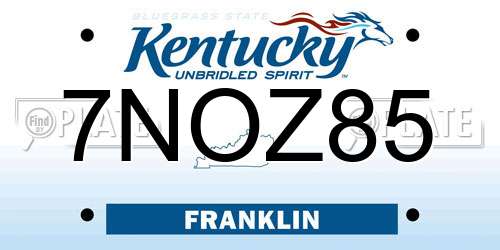 7NOZ85 Kentucky License Plate