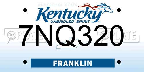 7NQ320 Kentucky License Plate