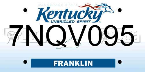 7NQV095 Kentucky License Plate