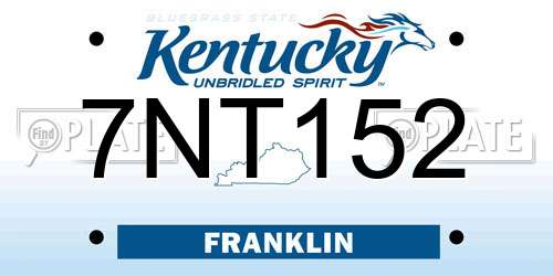 7NT152 Kentucky License Plate